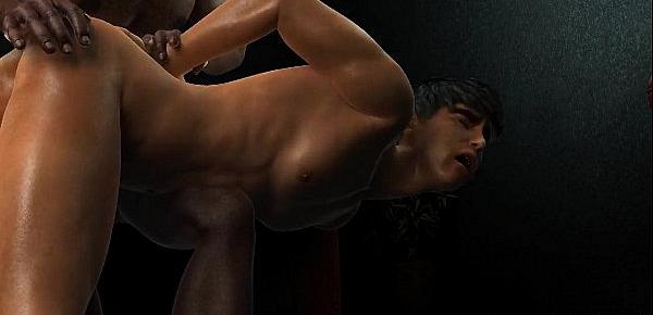  3D cartoon hunk sucks cock and gets fuckced by an ebony stud